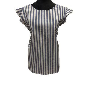 Blue and White Striped Women's Blouse